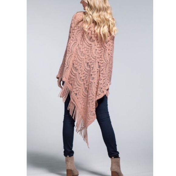 NEW Ruggine Black Fringe Poncho Spring Summer Fall Lightweight Thin Top Boho - Picture 4 of 6